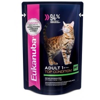 Eukanuba Cat Adult 1+ Years with Beef Эукануба, паучи для взрослых кошек с говядиной в соусе 85 гр