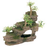 Грот "Каменная лестница с растениями", 19,5 см, пластик