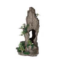 Грот "Скала с пещерой с растениями", 23,5 см, пластик