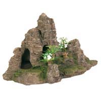 Грот "Скалы с пещерой с растениями", 22 см, пластик