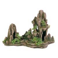 Грот "Скалы с пещерой с растениями", 45 см, пластик