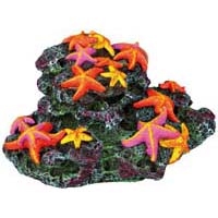 Грот Скала с морскими звездами, подходит для использования в соленой воде, 14 см, пластик