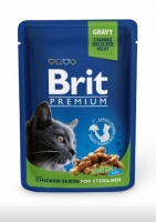 Брит Премиум паучи для кошек Chicken Slice for Sterilized Курица для стерилизованных кошек (упаковка 100 гр х 24 шт)