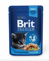 Брит Премиум паучи для котят Chicken Chunks for Kitten Курица для котят (упаковка 100 гр х 24 шт)