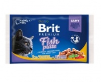 Брит Премиум набор паучей для кошек Fish Plate Рыбная тарелка (упаковка 4 шт х 100 гр)