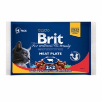 Брит Премиум набор паучей для кошек Meat Plate Мясная тарелка (упаковка 4 шт х 100 гр)
