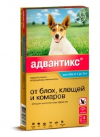 Bayer Адвантикс Капли от блох, клещей и комаров для собак весом от 4 до 10 кг