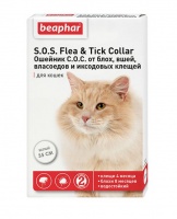 12463 Beaphar Ошейник S.O.S. Flea & Tick Collar от блох и клещей для кошек