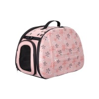  Ibiyaya складная сумка-переноска для собак и кошек до 6 кг бледно-розовая в цветочек 46 х 32 х 30 см 