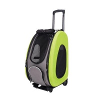 Ibiyaya EVA Pet Carrier складная сумка-тележка 3 в 1 для собак до 8 кг (сумка, рюкзак, тележка) лайм 50 х 34 х 30 см