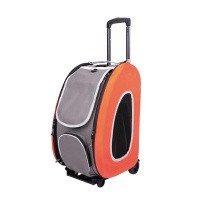 Ibiyaya EVA Pet Carrier складная сумка-тележка 3 в 1 для собак до 8 кг (сумка, рюкзак, тележка) оранжевая 50 х 34 х 30 см