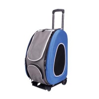 Ibiyaya EVA Pet Carrier складная сумка-тележка 3 в 1 для собак до 8 кг (сумка, рюкзак, тележка) синяя 50 х 34 х 30 см