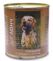 Dog Lunch консервы для собак Говядина с Сердцем и печенью в желе 