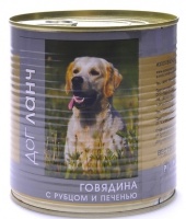 Dog Lunch консервы для собак Говядина с Рубцом и печенью в желе 