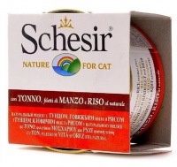 С176 Schesir Шезир консервы для кошек, Тунец/говядина/рис 85 гр